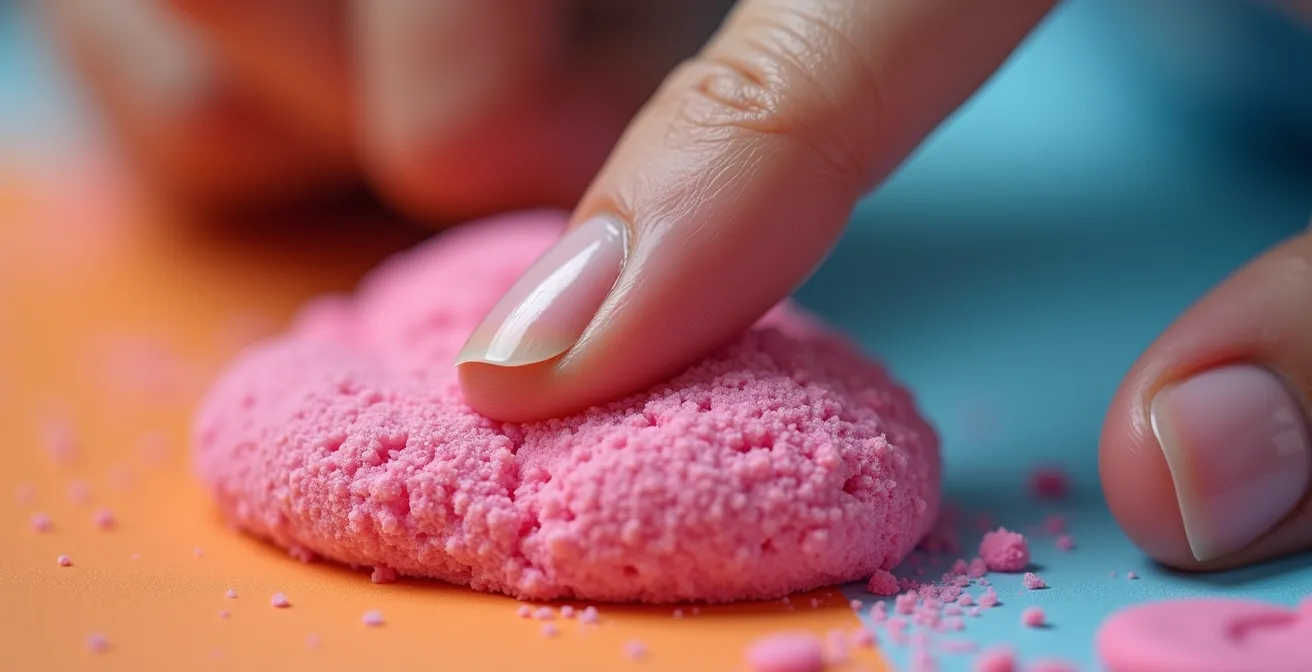 Gros plan sur les doigts modelant de la pâte thérapeutique colorée